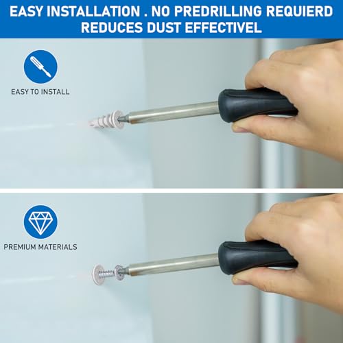 Self Drilling Drywall Anchors, 170PCS Heavy Duty Dry Wall Anchors and Screws Kit for Hanging Sheetrock, 85 Self-Tapping Plastic Drywall Hangers 85 Sheet Rock Screws-95 Lbs - size: 1size-85pcs