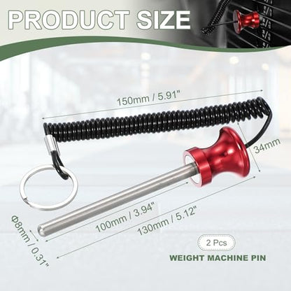 Weight Stack Pin, Weight Gym Pin Strength Training Equipment Replacement with Pull Rope for Commercial Home - color: Red, size: 0.3 x 3.9 Inch