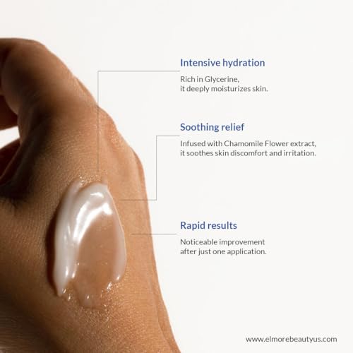 ELMORE Thick Soothing Dry Hand Cream – 42% Glycerin for Intense Moisture & Hydration | Chamomile Extract to Calm, Soothe & Restore Dry, Cracked Skin | Fast-Absorbing & Non-Greasy