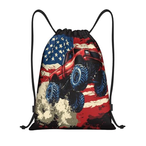 Drawstring Sports Backpacks - Lightweight Swim Gym Bags for Women Men String Sackpack for Beach Travel Yoga(Small, Flag Truck) - color: Flag Truck, size: Small