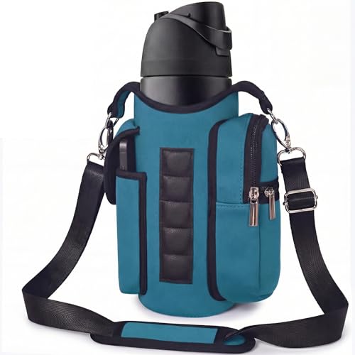 AUPET Magnetic Gym Bag for Men & Women, Small Gym Bag Organizer, Crossbody Magnets Gym Water Bottle Bag Holder Carrier Fits for 18-40oz Owala Yeti Hydro Flask, Workout Pouch for Phone, Keys & Wallet - color: Dusty Teal