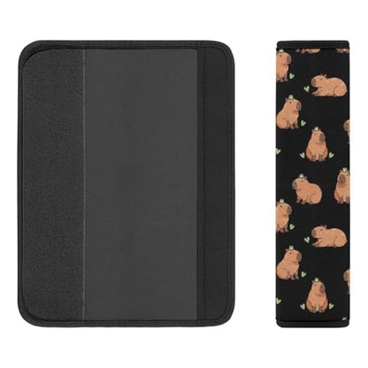 2PCS Cute Capybaras Black Car Seat Belt Pad Breathable Shoulder Protector for Girls and Boys, Most Cars, Anti-Slip Pad - color: Pattern 1000