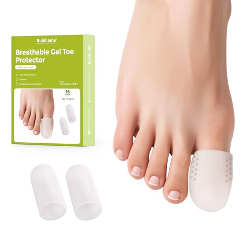 Bukihome 16 PCS Toe Protectors, Silicone Toe Caps Toe Sleeve Protectors, Prevent Pain Relief for Corns, Blisters and Ingrown Toenails，Great for Running, Walking, Stop Toe Pain(16 L) [Upgrade] - size: Large(16 Pack)