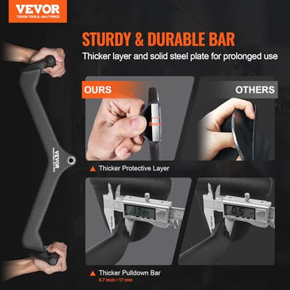 VEVOR LAT Pulldown Attachments, Cable Machine Rowing T-bar V-bar Tricep Pull Down Bar, Back Strength Training Rubber Coated Handle Grip, Bicep Curl Tricep LAT Pulldown Bar for Home Gym Fitness - size: 5PCS B