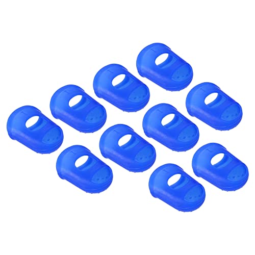 PATIKIL 0.71 Inch Rubber Finger Tips, 30 Pack Silicone Thumb Fingertip Protector Covers Pads Thimble for Guitar Playing Office Counting Sewing, Blue Small Size - color: Blue, size: 0.71 Inch