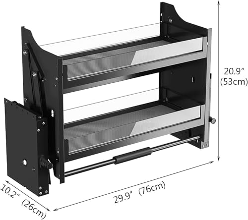 Pull Down Shelf 2 Tier Upper Kitchen Wall Cabinet Sliding Spice Rack Organiser for Plates and Bowls,29.9 - size: 29.9