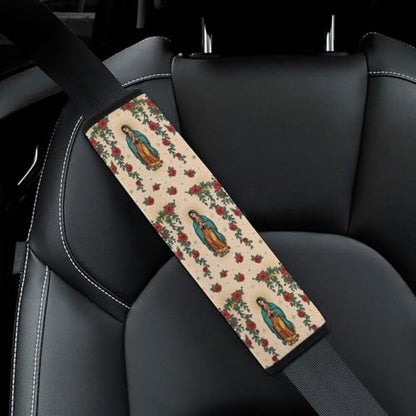 Universal Soft and Comfortable Seat Belt Shoulder Pad for Adult Use, Most Cars, 1 Pair Red Rose Guadalupe Virgen Harness Pads Strap Anti-Slip Pad - color: Pattern 34