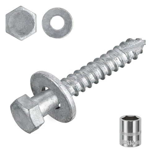 3/8" x 8" Lag Screws Bolts with Washers(50Pcs) | Hot Dip Galvanized Hex Head Lag Screws, Heavy Duty Lag Bolts for Wood, TV Mounts, Deck, Boat Repair - size: 3/8x8in