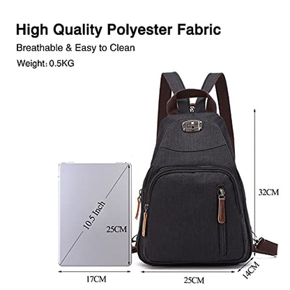 FANDARE Retro Sling Chest Backpack Multipurpose Crossbody Shoulder Bag - color: Black