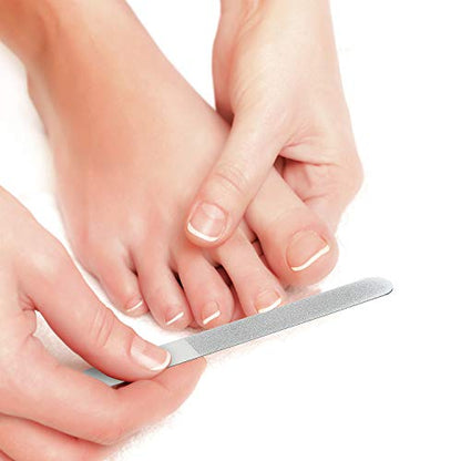 Mudder 3 Pcs Metal Diamond Nail File Set for Women Men Stainless Steel Metal Double Side Fingernail Toenail Buffer Filers Silver Emery Boards for Salon Home Travel Manicure Pedicure Nail Care Tool - color: Silver