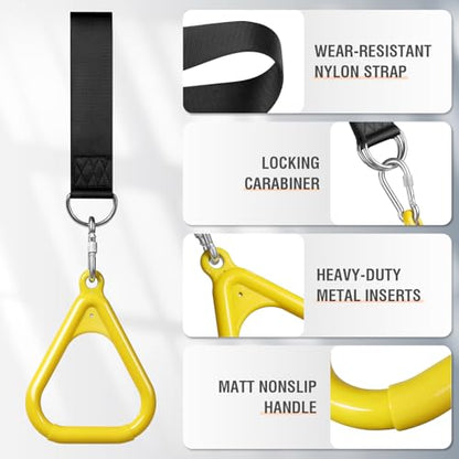 LadyRosian Trapeze Bar Swing Monkey Bars Hanging Ninja Rings Warrior Slackline Obstacle Course Kits for Kid Playground Equipment Accessories (Yellow) - color: Yellow