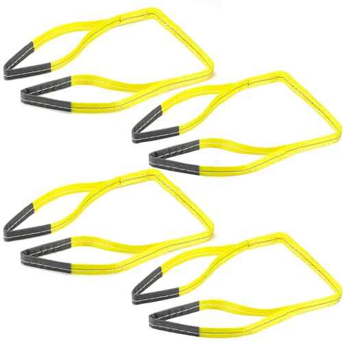 4 Pcs Lift Sling Straps Heavy Duty Web Slings Straps Polyester Nylon for Hoist Car Outdoor Using - color: Yellow, size: 1'' X 6',6171lb