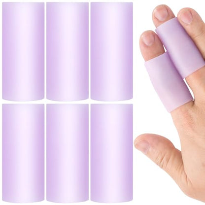 Pndeyo 6pcs Gel Finger Sleeves, Elastic Tube Silicone Finger Support Sleeve, Soft Hand Cushions Protector for Reliefing Hands Cracking Trigger Pain- Purple - color: Purple