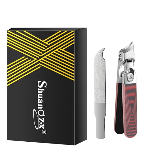 Slant Head Stainless Steel Nail Clipper for Ingrown Nail Care with G10 Handle, Edgy Toenail Clipper for Podiatrist and Elder Users, Angled Nail Trimmer with Safe Lock(Straight Red B) - color: Straight Red B