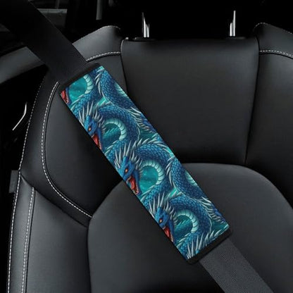 Soft Padded Car Seat Belt Pad for Child, Most Cars, 2 Piece Blue Cool Dragon Seat Belt Cushion Comfortable Driving - color: Pattern 1182