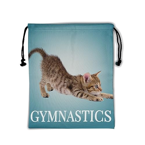 Gymnastics Grip Bag for Gymnasts Gymnastic Drawstring Bag Gym Athlete Bag - color: Blue Gymnastics Cat, size: 9.25" x 12" (Pack of 1)