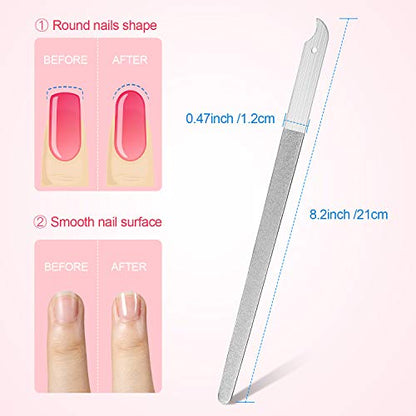 Mudder 8 Packs Diamond Nail File Stainless Steel Double Sided Metal Buffer Fingernail Toenail Manicure Women Men Pedicure Tool for Salon Home, 8 Inch