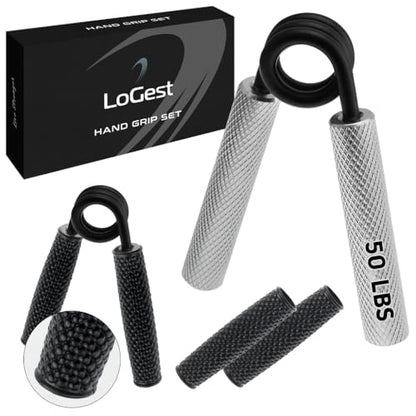 Logest Metal Hand Grip Strengthener 100LB-350LB No Slip Heavy-Duty Grip Strengthener with Gift Box, Great Wrist & Forearm Hand Exerciser, Home Gym, Hand Gripper Grip Strength Trainer - color: Silver - 50LB
