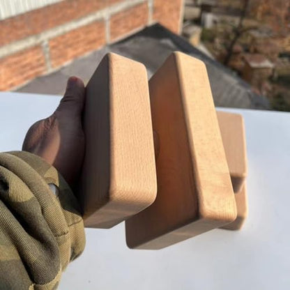 Beech Wood Exercise Blocks Rounded Corners Blocks Thick Workout Gear for Push-Ups