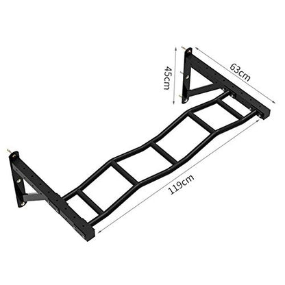 Pull-Up Bars Wall-Mounted Chin Up Bar, Steel Horizontal Bar, Adjustable Distance Wall Climbing Frame, 3 Styles, Load 300Kg,Red-Style 1 - size: Style 1