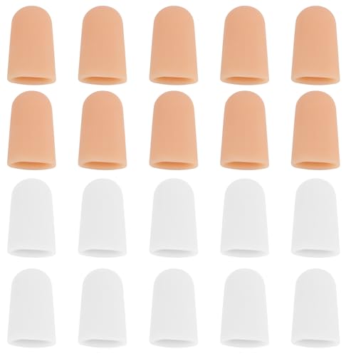 20 Pcs Gel Finger Cots Protector, Silicone Finger Protector Sleeve Support, Waterproof Thumb Covers for Handicraft Typing Printing Painting Electronic Repair Construction Gardening