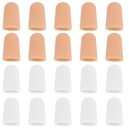 20 Pcs Gel Finger Cots Protector, Silicone Finger Protector Sleeve Support, Waterproof Thumb Covers for Handicraft Typing Printing Painting Electronic Repair Construction Gardening