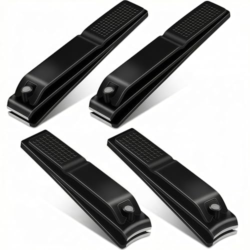 Large Nail Clippers Set for Thick Nails, Straight & Curved Edge | Heavy Duty Toenail Clippers,4 PCS Set Black,Stainless Steel Fingernail & Toe Nail Clippers with File for Men Women Adults - color: Black