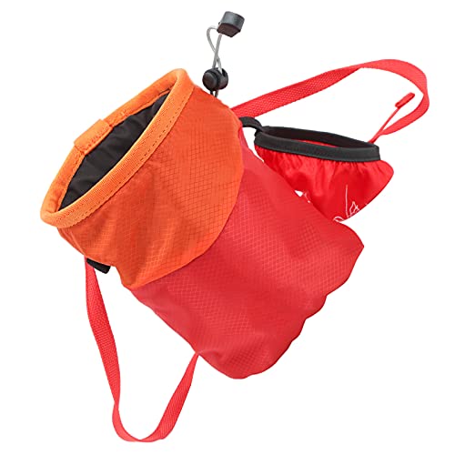 Keenso Rock Climbing Chalk Bag Drawstring Sealing Rock Brushes Support for Outdoor Mountaineering (Red) - color: Red