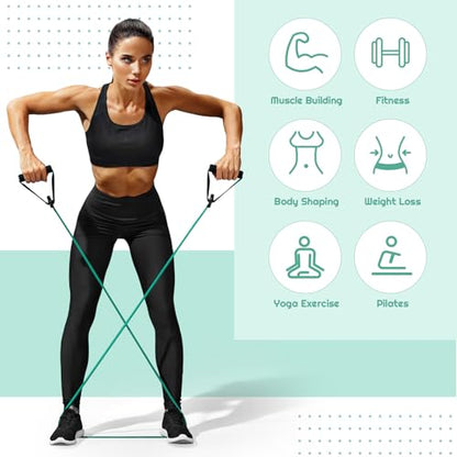 Women Fitness Exercise Equipment Trainer Set Pedal Resistance Band | Leg Arm Thigh Resistance Bands, Women Fitness Workout Equipment, Pedal Resistance Band with Handle, Yoga Pilates Body Fitness - color: Green