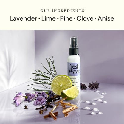 Fresh Wave Odor Eliminator Room Spray, 2 oz Travel Size, 2-Pack, Lavender | Plant oil formula with lime, pine needle, and cedarwood, Neutralizes air and fabric odors, Non-hazardous, Pet-safe - size: 2 Fl Oz (Pack of 2)