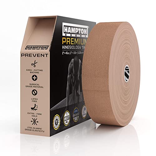 Hampton Adams | As Seen on Shark Tank | Elastic Kinesiology Tape (Bulk Roll) | 135ft Uncut | Supports & Protects Muscle Wrist Knee Shoulder Back Plantar Fasciitis | Waterproof Hypoallergenic (Beige) - color: Beige, size: 2in x 135ft (1 Roll)