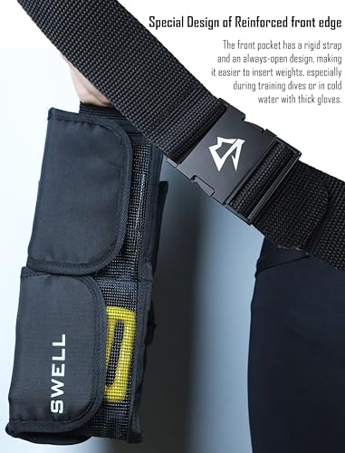 Scuba weight belt with 4 pockets, quick release buckle & comfortable fit diving pocket weight belt with Protection from toxic lead weight exposure,weight pouch belt fit for waist 32" to 52"