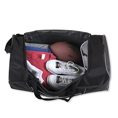 60 Liter, 26 Inch Duffle Bag – Heavy Duty Extra Large Sports Gym Equipment Travel Duffel Bag for Men and Women (Black) - color: Black