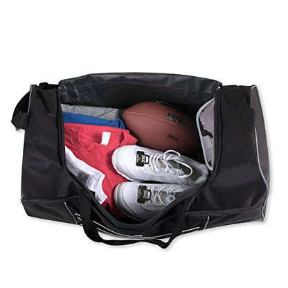 60 Liter, 26 Inch Duffle Bag – Heavy Duty Extra Large Sports Gym Equipment Travel Duffel Bag for Men and Women (Black) - color: Black