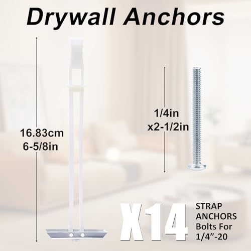 Drywall Anchor with Included Bolts for 1/4-20 Fastener Size, Wall Anchors Drywall Heavy Duty for TV Mounting, Hollow-Wall Anchors Screws Kit Holds Up to 270 Pounds Each in 1/2-in Drywall-14 Pack - size: 1/4"-20：Pack of 14