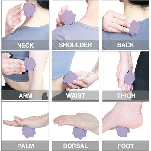 Small Spiky Massage Ball Trigger Point Massage Tool 2.2"×2.1" Purple | Solid Bumpy Massager for Deep Tissue Myofascial Release Hand Foot Plantar Fasciitis Pain Relief Knots Acupoint Yoga Fitness - color: Purple