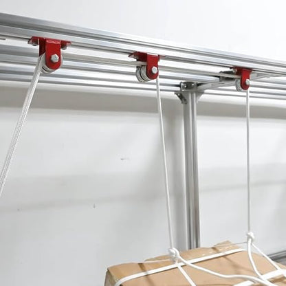 M32 Double Pulley System Hoist, Pulley Block with 65FT Nylon Rope Pulley, Ideal for Rope, Cable and Wire Guidance, Wall and Ceiling Mounting, DIY Projects