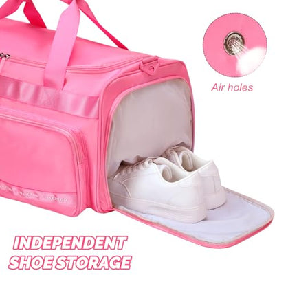 MAXTOP Gym Bag for Women Men Travel Duffle Bag Large Capacity Carry On Weekender Overnight Bag With Shoe Compartment Gym Tote Dry Wet Separation Duffel Bag for Travel - color: Rose, style: Gym Bag