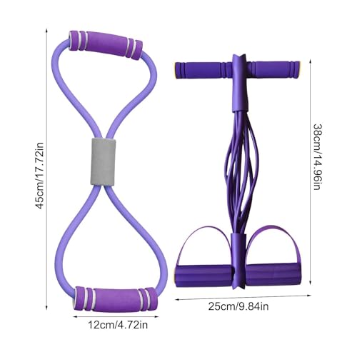 Pedal Puller Resistance Band 8-Tube Puller Rope | with 8-shaped Training Strap Adjustable Elastic Yoga Bands for Stretching for Fitness Workout Pilates - color: Purple