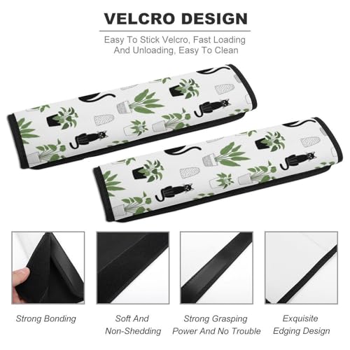2 Pack Funny Black Cat Plant Garden Seat Belt Cover Universal Fit Shoulder Harness Cover for Girls and Boys, Car Seats Pushchair Strollers High Chair Pushchair - color: Pattern 1154