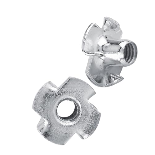 50pcs T Nuts,Zinc Plated Carbon Steel 4-Pronged Tee Nut for Wood, Rock Climbing Holds, Furniture (M6 (50 pcs/Pack)) - size: M6 (50 pcs/pack)