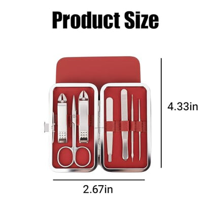 Grooming Kit Home and Travel-Manicure Set 10, Nail Clipper Set, Portable Nail Kit, Travel Nails Kits(red) - color: Red, size: 8 Piece Set