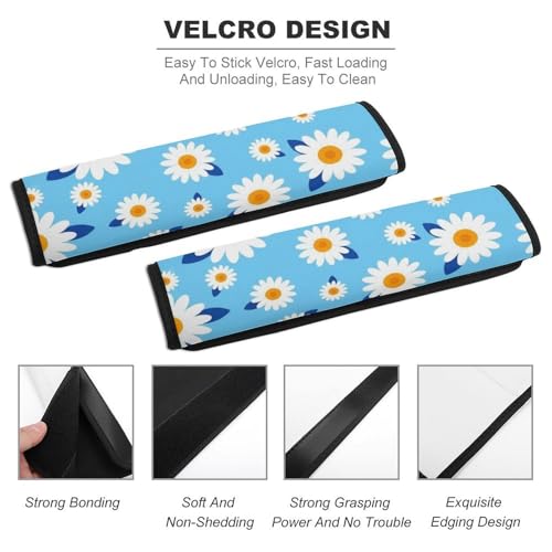 Universal Fit Seat Belt Shoulder Pad for Adult Use, Most Cars, 2 Pack Cute Daisy Flowers Classic Harness Pads Strap Pressure Relief - color: Pattern 524