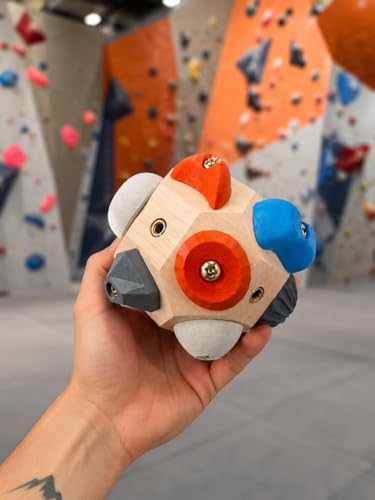Wooden Climbing Hold Block for Climbers, Portable Finger Grip Trainer with Resin Holds, Rock Climbing Practice Toy Gift