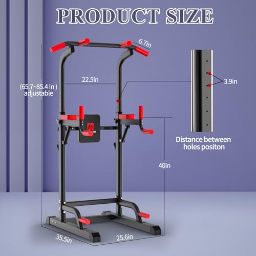 K KINGKANG Pull Ups Dip Station,Power Tower for Home Gym Fitness Exercise | Multi-Function Power Tower, 400Lbs Capacity, 6-Level Adjustable Height, Thick Leather Cushions, Space-Saving Desig