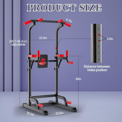 K KINGKANG Pull Ups Dip Station,Power Tower for Home Gym Fitness Exercise | Multi-Function Power Tower, 400Lbs Capacity, 6-Level Adjustable Height, Thick Leather Cushions, Space-Saving Desig