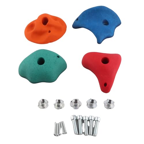 Climbing Holds Colorful Resin Fiber Diverse Shapes for Childrens Rock Wall, 5-Pack Set for Outdoor Play