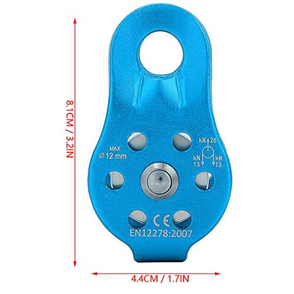 26KN Climbing Pulley, Fixed Plate Aluminum Alloy Rope Pulley Small Pulley System for Heavy Duty, Climbing, Zipline, Hauling Outdoor Activity - color: Blue