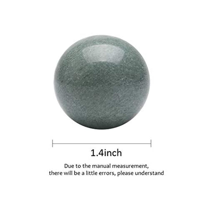 Brass Statu BRABUD 1.4'' Blackish Green Marble Chinese Baoding Health Stress Exercise Balls Craft Collection with Bag BSWQ001 - size: 1.4 Inch (Pack of 2) with Bag