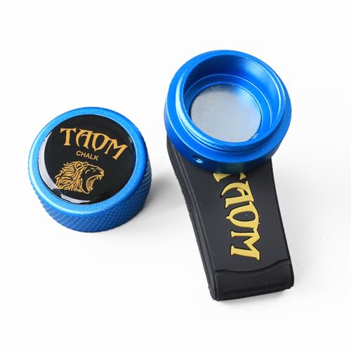 Banly Round Shaped Pool Chalk Holder, Portable Pool Chalk Cubes, Magnetic Mini Chalk Holder Pool Billiards, Pool Cue Chalk Case Container Box for Billiard Cue Tip Tool Pool Table Snooker Accessories - color: 3-Blue Holder with Yellow Silicone Clip
